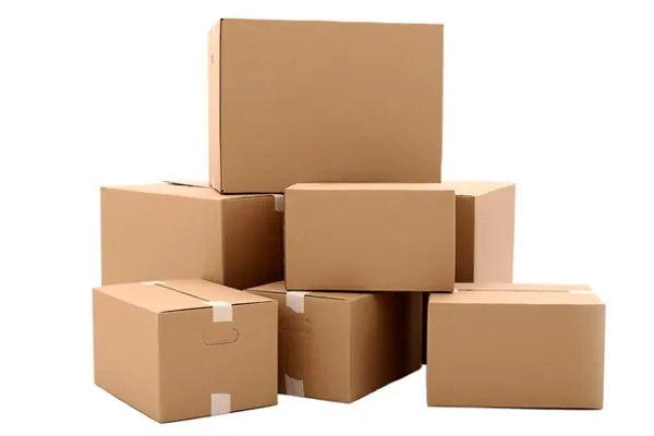 Stacked brown cartons